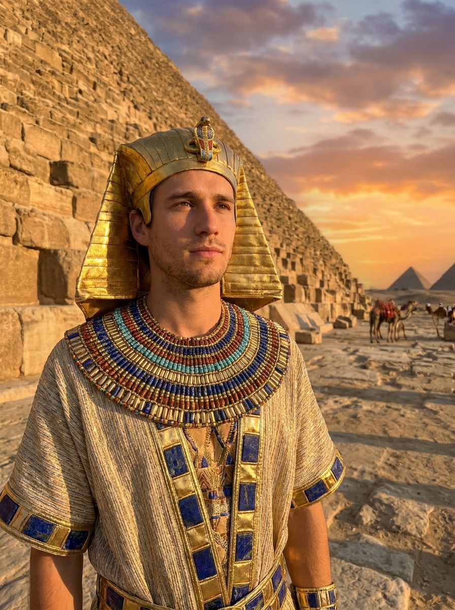 Pyramiden von Gizeh-Szene als Pharao