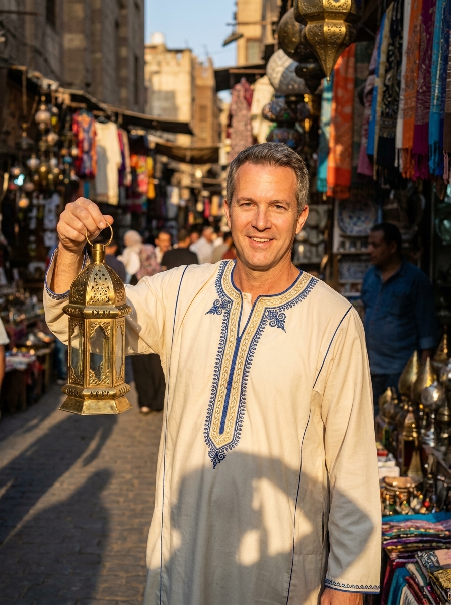 Khan El-Khalili-Szene als Galabiya