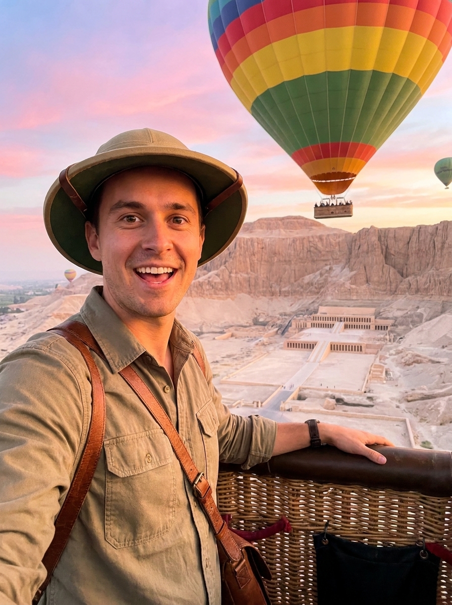 Heißluftballon Luxor-Szene als Entdecker